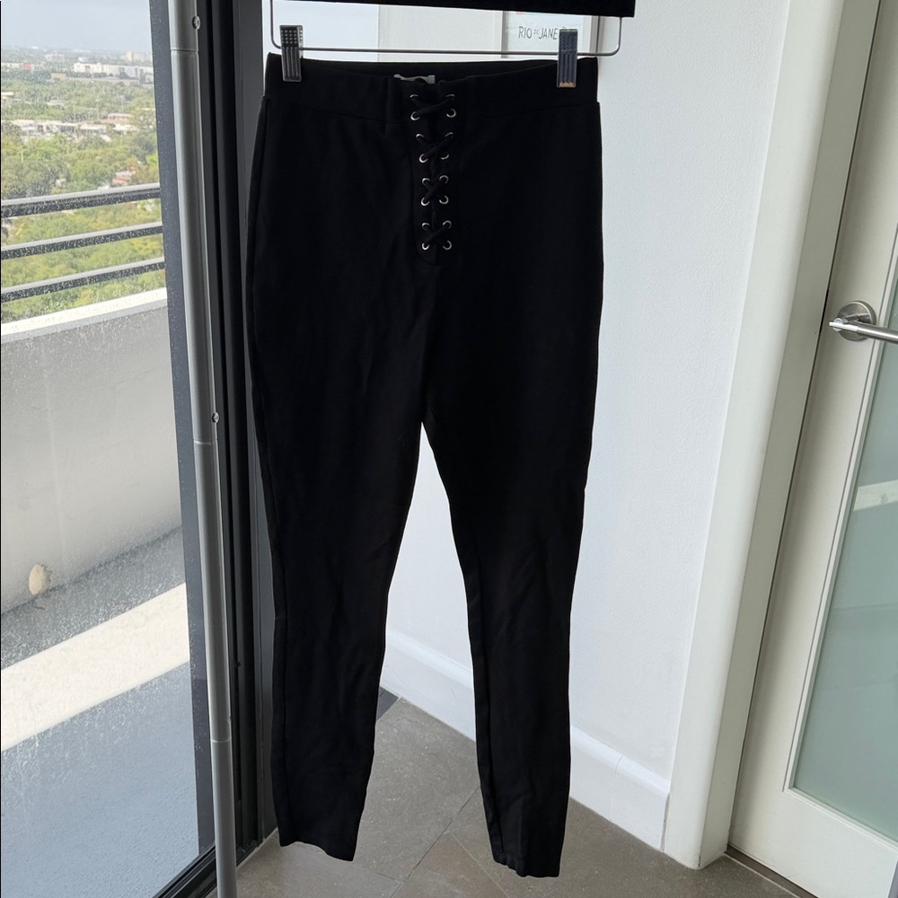 REVOLVE Black Lace-Up Jogger Pants